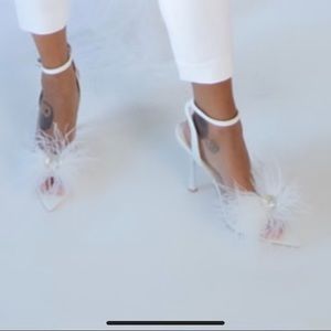White Fuzzy Heels